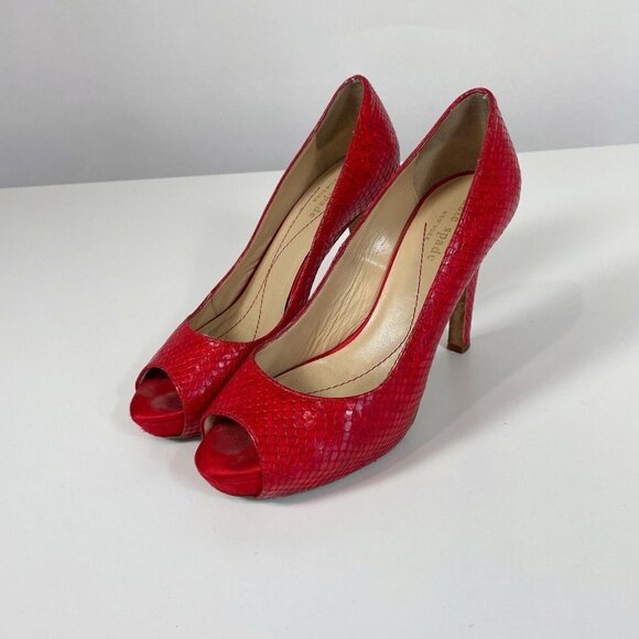 Kate Spade New York Scarlet Snakeskin Embossed Platform Pump Red 6B 90s Y2K - Picture 2 of 11
